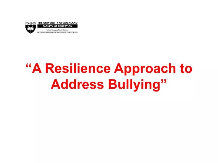 a resilience approach to address bullying