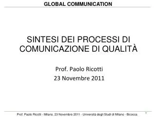 sintesi dei processi di comunicazione di qualit
