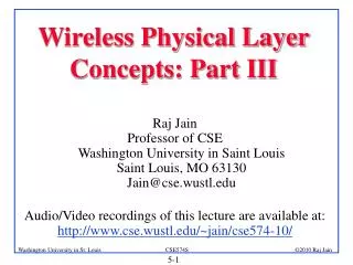 Wireless Physical Layer Concepts: Part III