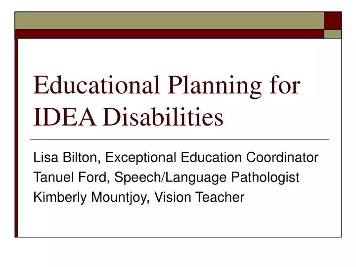 educational planning for idea disabilities