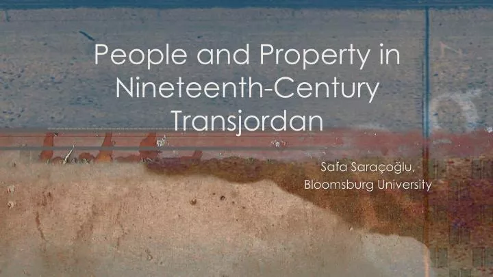 people and property in nineteenth century transjordan