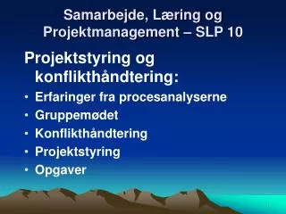 samarbejde l ring og projektmanagement slp 10