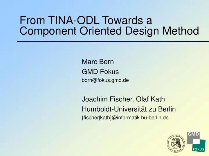 from tina odl towards a component oriented design method