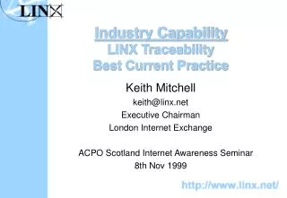 Industry Capability LINX Traceability Best Current Practice