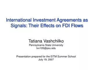 International Investment Agreements as Signals: Their Effects on FDI Flows