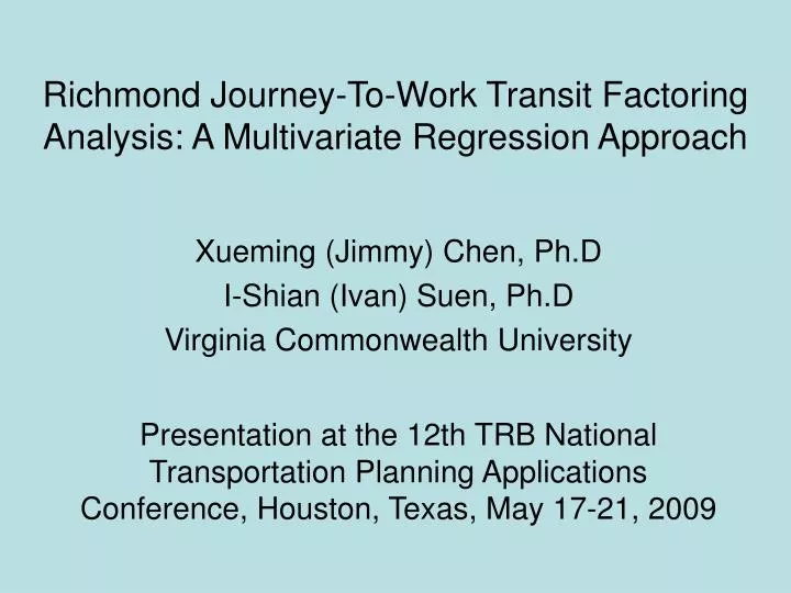 richmond journey to work transit factoring analysis a multivariate regression approach