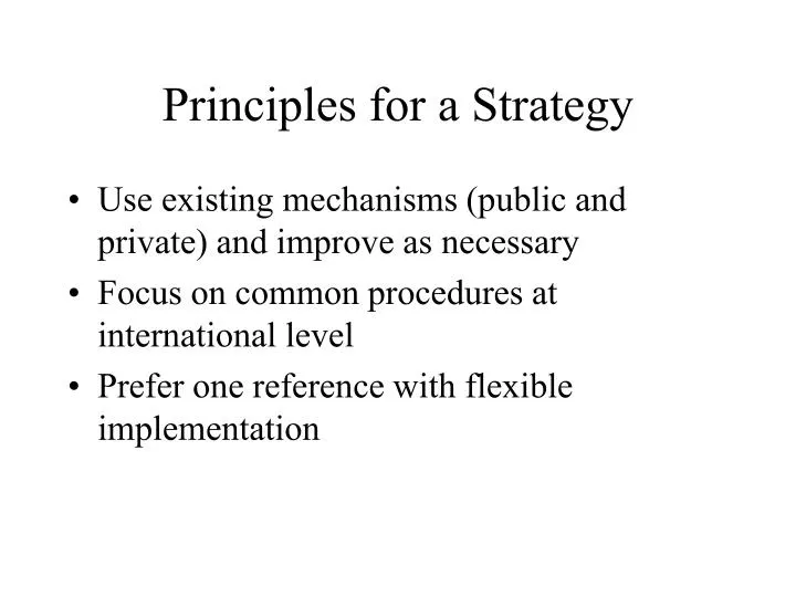 principles for a strategy