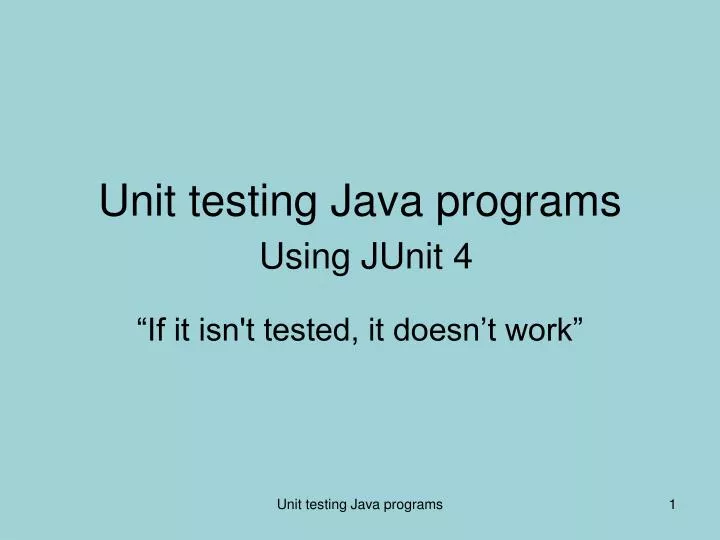 unit testing java programs using junit 4