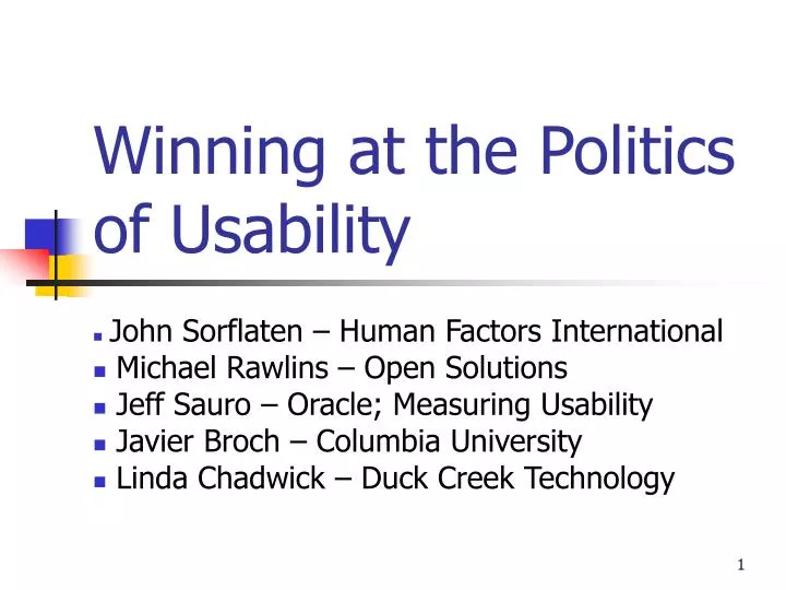 winning at the politics of usability