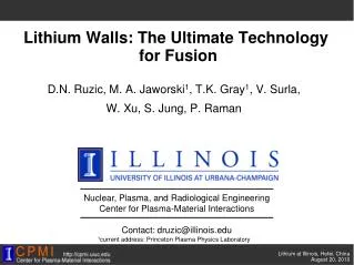 Lithium Walls: The Ultimate Technology for Fusion