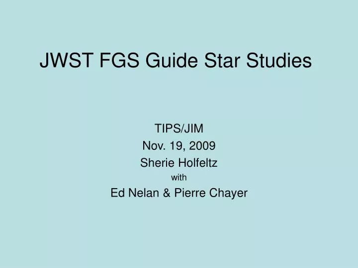jwst fgs guide star studies