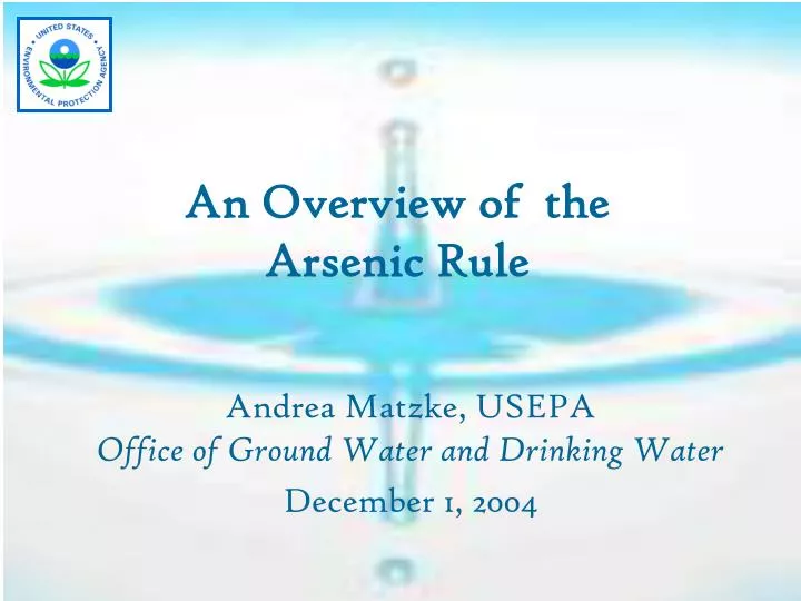 an overview of the arsenic rule