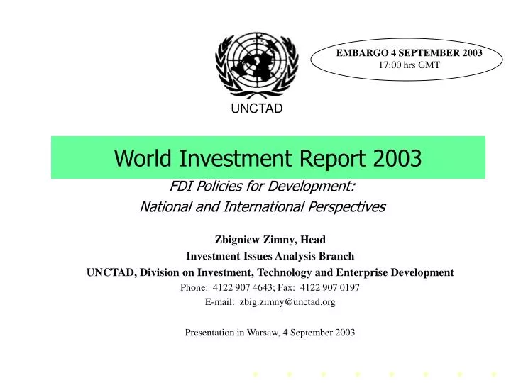 world investment report 2003