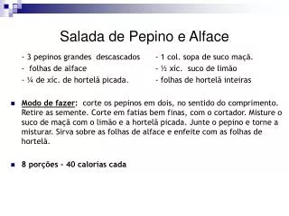 salada de pepino e alface
