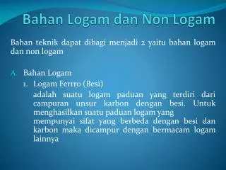 bahan logam dan non logam