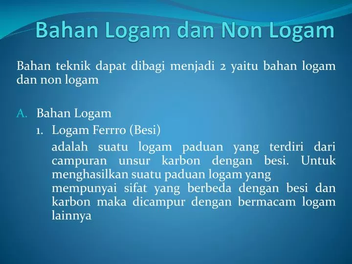 bahan logam dan non logam