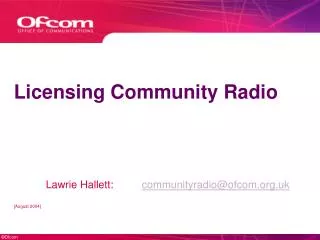 Licensing Community Radio