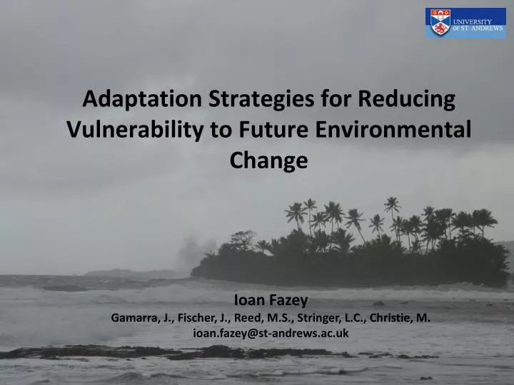 adaptation strategies for reducing vulnerability to future environmental change