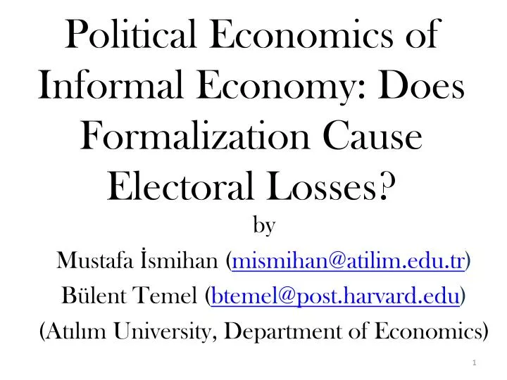 political economics of informal economy does formalization cause electoral losses