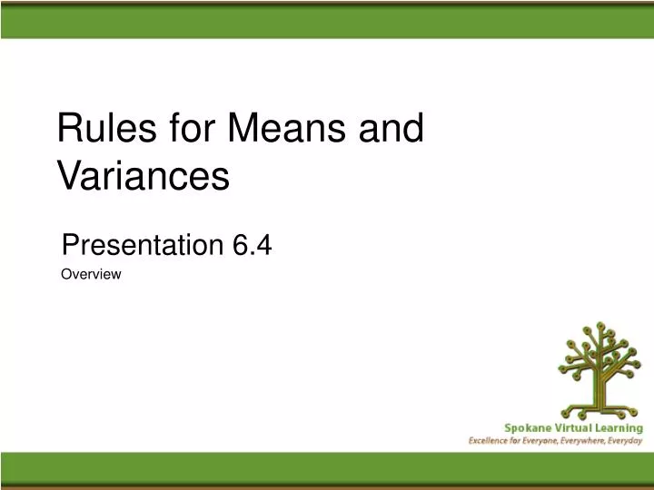 rules for means and variances