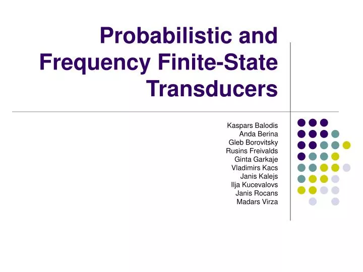 probabilistic and frequency finite state transducers