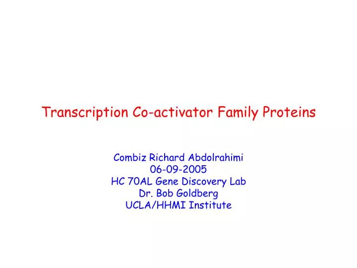 transcription co activator family proteins