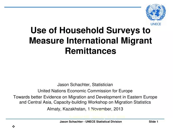 use of household surveys to measure international migrant remittances