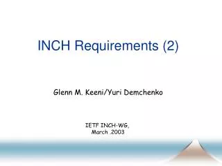 INCH Requirements (2)