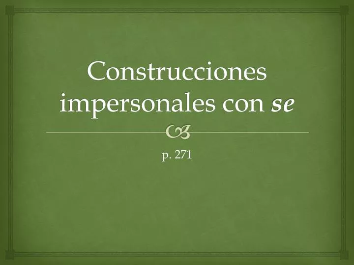 construcciones impersonales con se