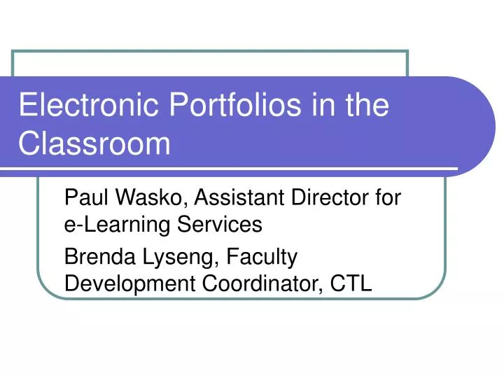 electronic portfolios in the classroom
