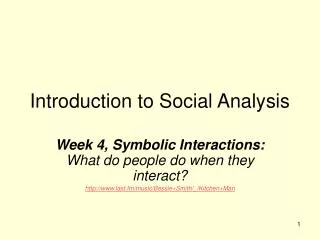 Introduction to Social Analysis