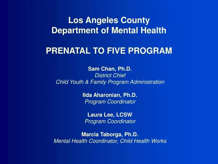 los angeles county department of mental health prenatal to five program