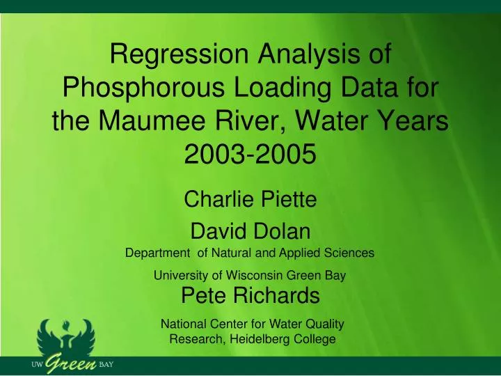 regression analysis of phosphorous loading data for the maumee river water years 2003 2005