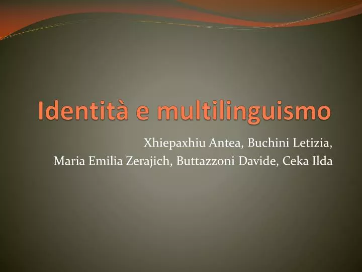 identit e multilinguismo