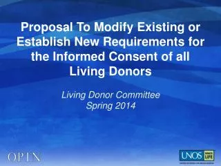 Living Donor Committee Spring 2014