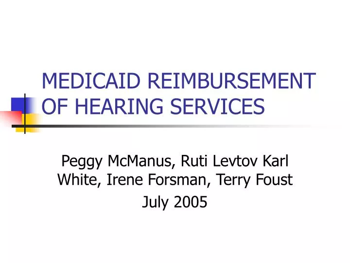 medicaid reimbursement of hearing services