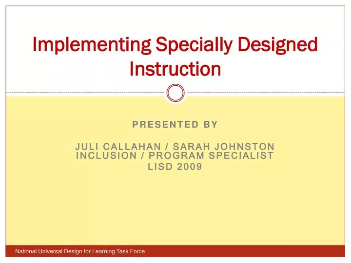 implementing specially designed instruction