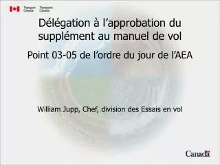 d l gation l approbation du suppl ment au manuel de vol