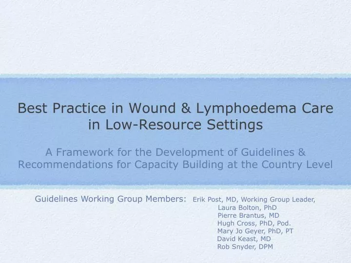 best practice in wound lymphoedema care in low resource settings