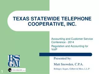 TEXAS STATEWIDE TELEPHONE COOPERATIVE, INC.