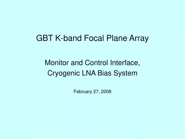 gbt k band focal plane array