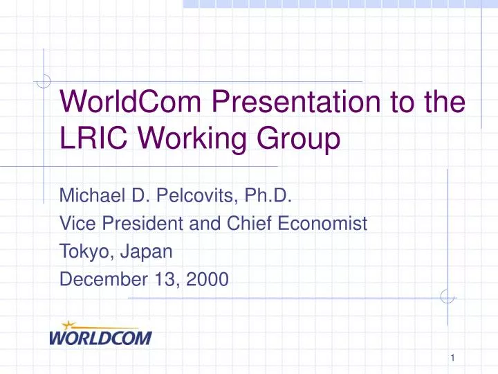 worldcom presentation to the lric working group