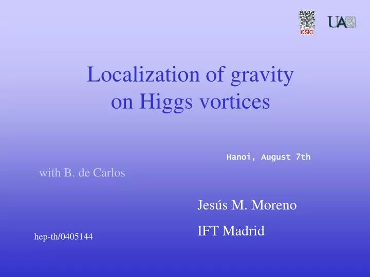 localization of gravity on higgs vortices