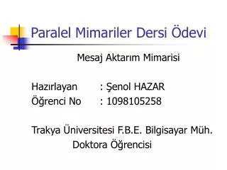 paralel mimariler dersi devi