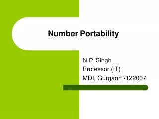 Number Portability