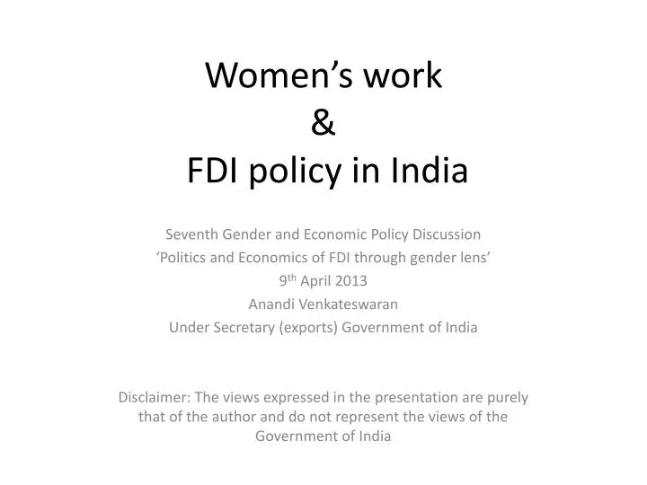 women s work fdi policy in india
