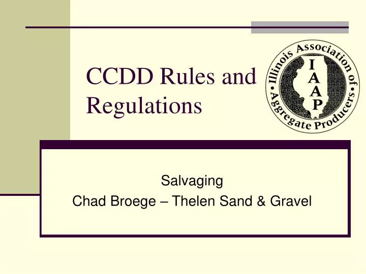 ccdd rules and regulations
