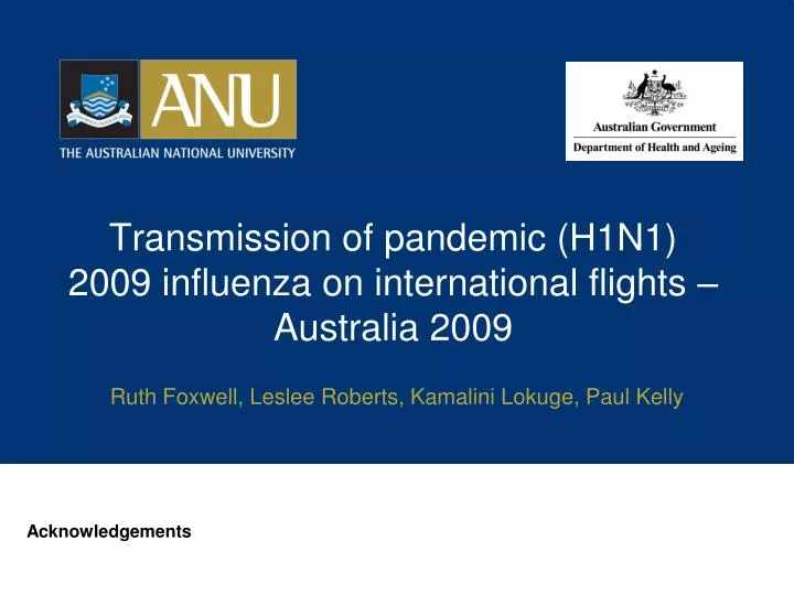 transmission of pandemic h1n1 2009 influenza on international flights australia 2009