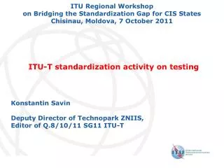ITU-T standardization activity on testing