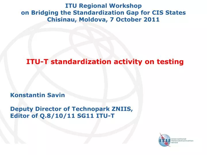 itu t standardization activity on testing